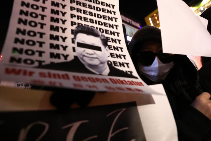 Protesta contra la política 'cero covid' del Gobierno chino. En Seúl (Corea del Sur), el 30 de noviembre.