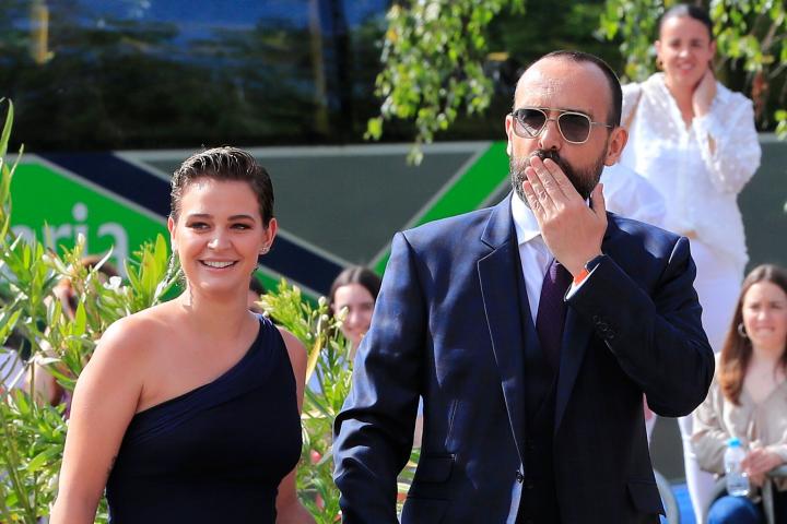 Laura Escanes y Risto Mejide, en la boda de María Pombo el 22 de junio de 2019 en Santander.