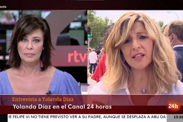 Yolanda Díaz durante una entrevista en RTVE.