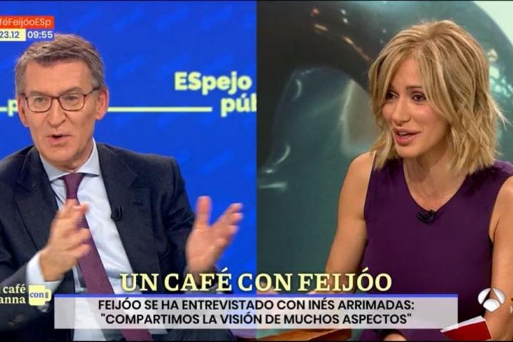 Alberto Núñez Feijóo y Susanna Griso, en 'Espejo Público'.