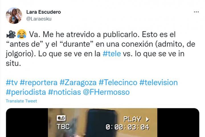 Captura de pantalla del tuit de la periodista Lara Escudero.