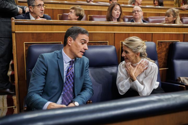 Foto de archivo de Pedro Sánchez y Yolanda Díaz.