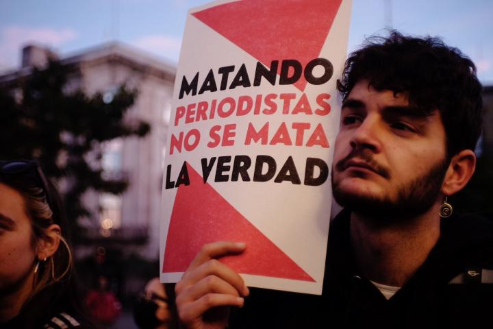 Protesta contra el 'periodicidio' de reporteros en México, el pasado 24 de enero, en Guadalajara. 
