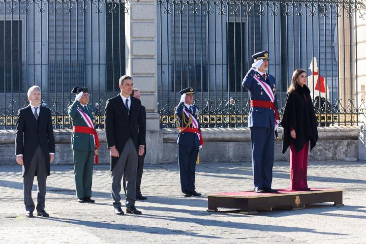 Los reyes junto a Sánchez y Marlaska durante la Pascua Militar