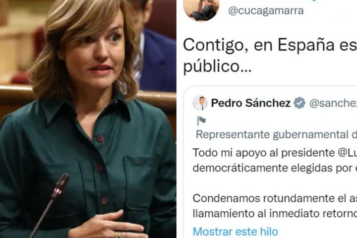 Pilar Alegría y el tuit de Cuca Gamarra.