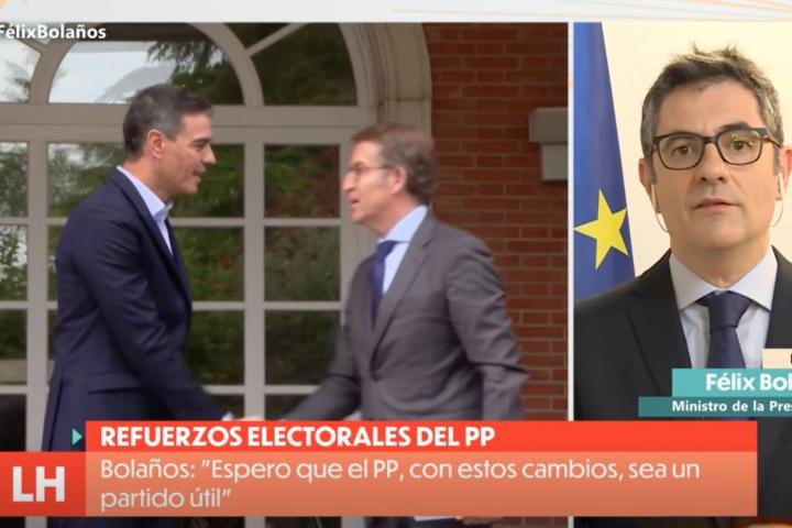 Félix Bolaños (PSOE) durante una entrevista en 'La hora de La 1'