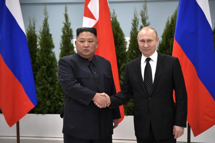 El líder norcoreano, Kim Jong Un, y el presidente ruso, Vladímir Putin, en Rusia, en abril de 2019.