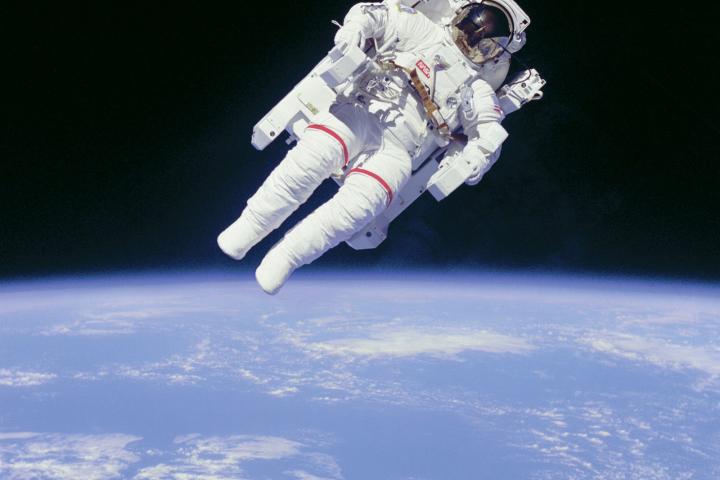 Astronaut Bruce Mccandless Ii In Space, Astronaut Bruce Mccandless Floating In Space On The First Untethered Spacewalk, Feb, 7, 1984. (Photo By Encyclopaedia Britannica/UIG Via Getty Images)