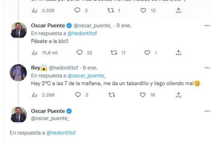 Una parte de la conversación entre Óscar Puente y un usuario.
