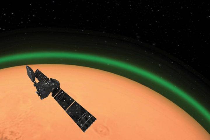 Brillo verde alrededor de Marte.