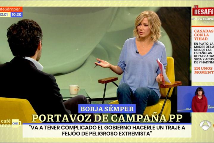 Susanna Griso, entrevistando a Borja Sémper en 'Espejo Público'.