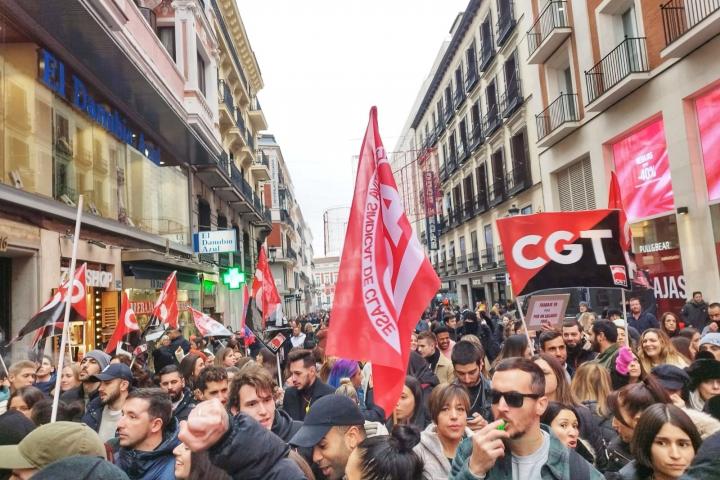 Trabajadores de Inditex en huelga en Madrid.