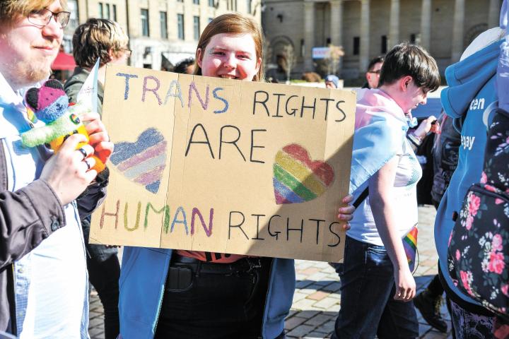 Manifestación a favor de la ley trans en Escocia 