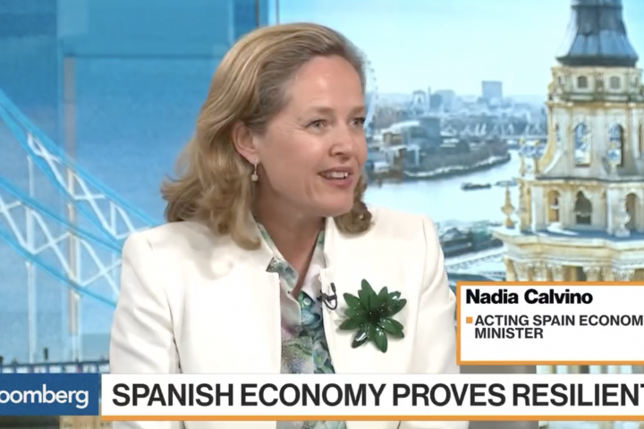 Nadia Calviño durante una entrevista de 2019 en Bloomberg Markets