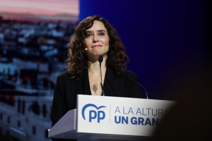 Ayuso, durante un acto del Partido Popular en Zaragoza.