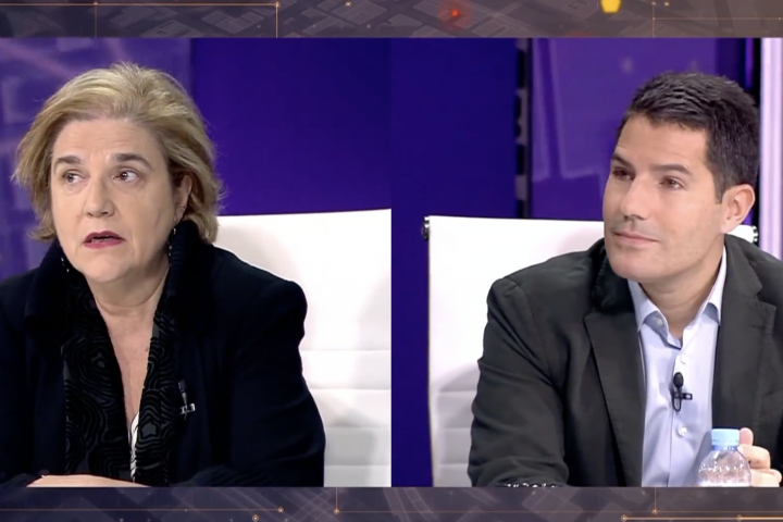 Pilar Rahola (ERC) y Nacho Martín Blanco (Ciudadanos) en 8tv