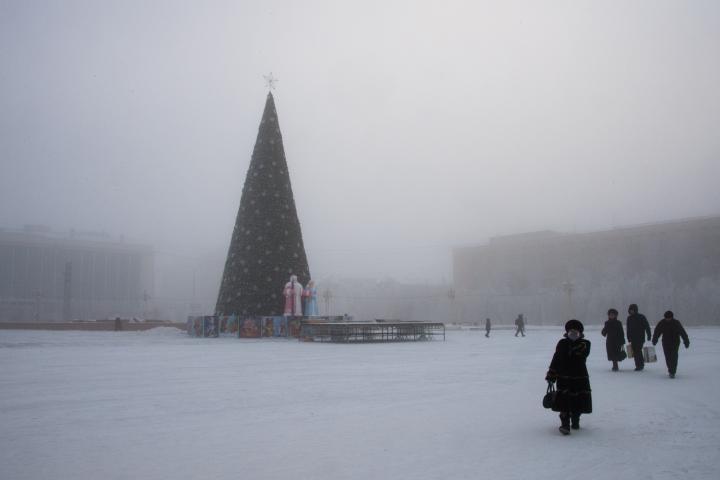 La plaza principal de la ciudad de Yakutsk, en el este de Siberia.