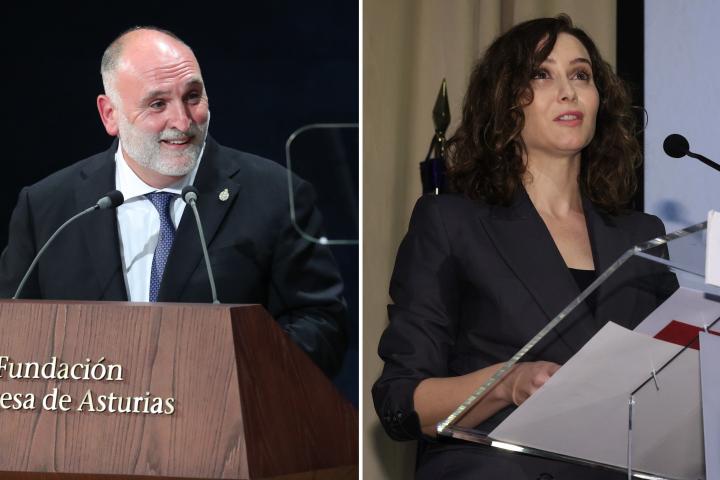 El chef José Andrés y la presidenta de la Comunidad de Madrid, Isabel Díaz Ayuso