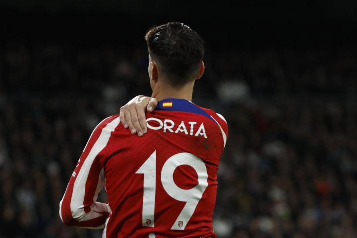 Álvaro Morata celebra el primer gol del Atlético en los cuartos de la Copa del Rey