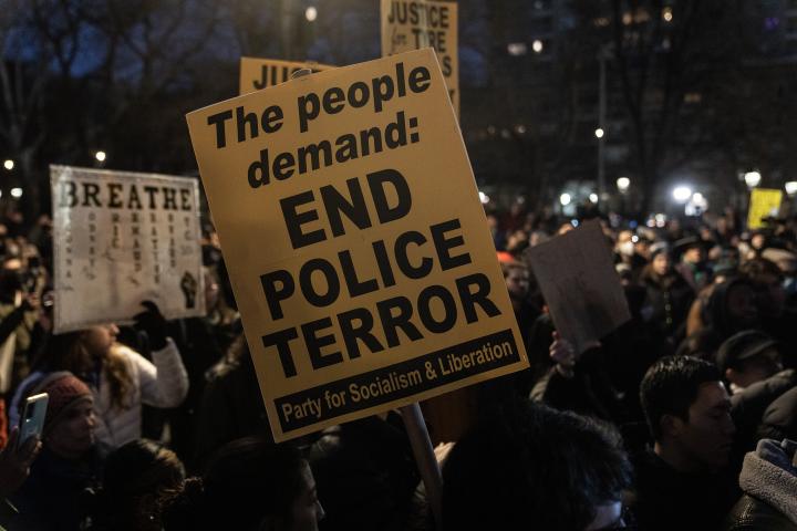 Un grupo de activistas se manifiesta en Nueva York tras la muerte de Tyre Nichols, reclamando el fin de la violencia policial, el pasado 28 de enero.