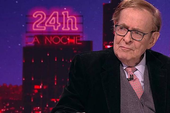 Ramón Tamames durante la entrevista de La Noche en 24 del Canal 24 horas de TVE