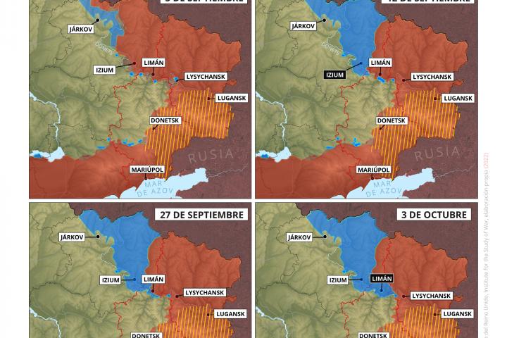 Mapa de la contraofensiva ucrania de principios de otoño.