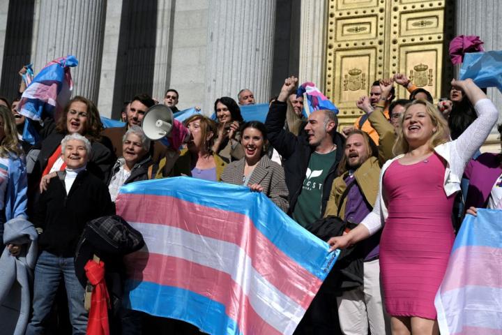 Activistas y miembros del colectivo transexual celebran la aprobación de la denominada Ley Trans