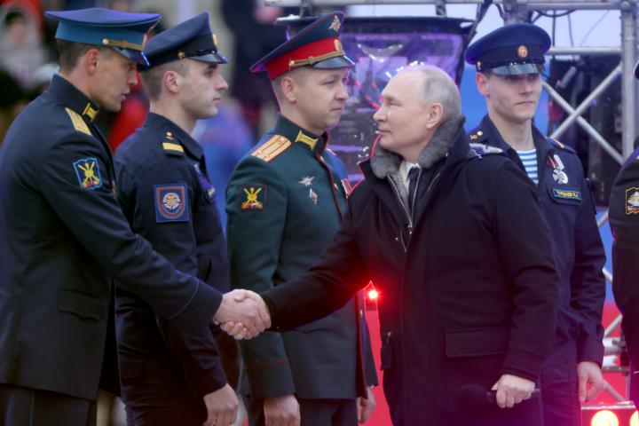 Vladimir Putin durante el acto por el centenario de la guerra