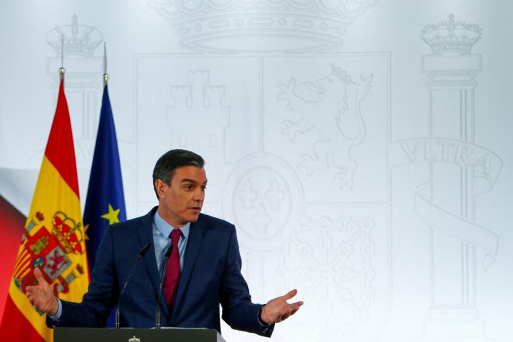 Pedro Sánchez, durante una reciente rueda de prensa en La Moncloa.