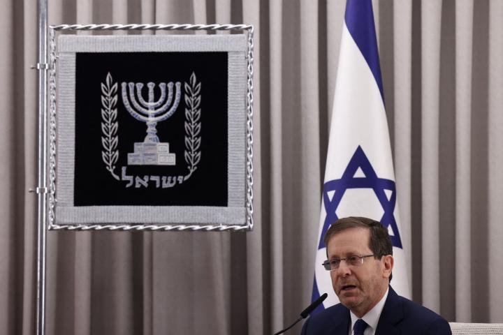 El presidente de Israel, Isaac Herzog, el pasado 30 de enero en su residencia de Jerusalén, en un acto con el secretario de Estado norteamericano, Antony Blinken.
