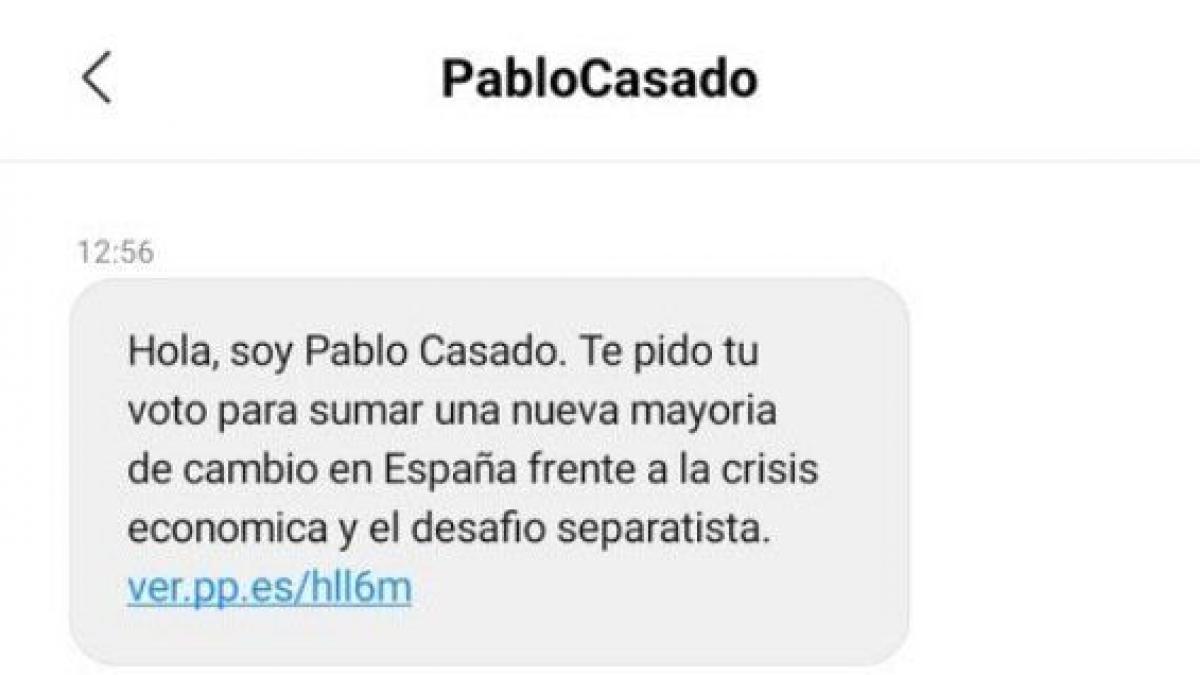 Hola, soy Pablo Casado': el SMS que ha enviado el PP a 1'2 millones de  personas