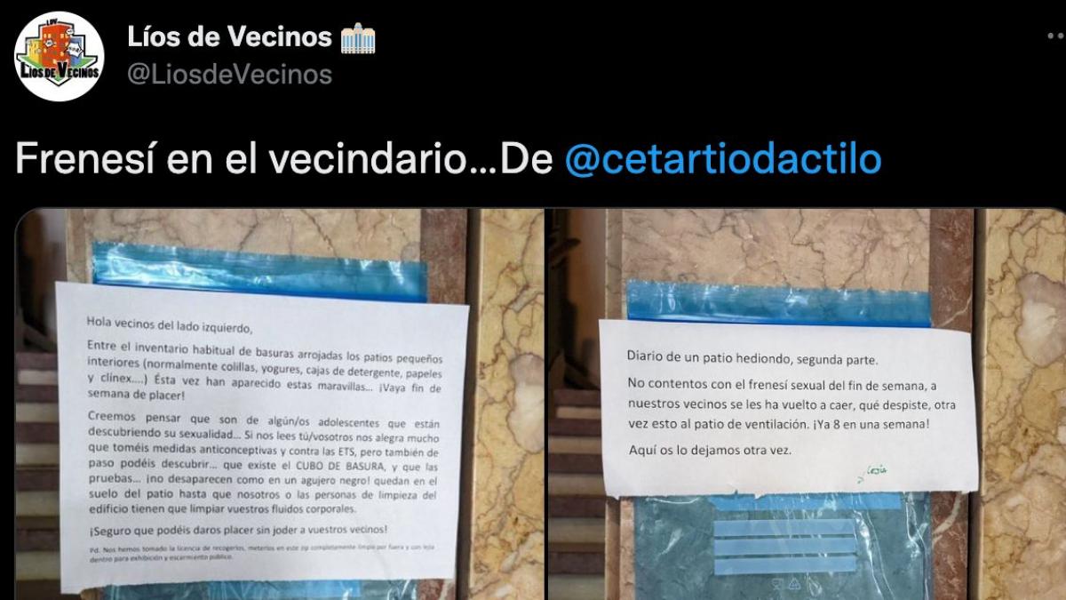 Un vecino se queja de lo que tiran al patio y el cartel que deja es  incontestable