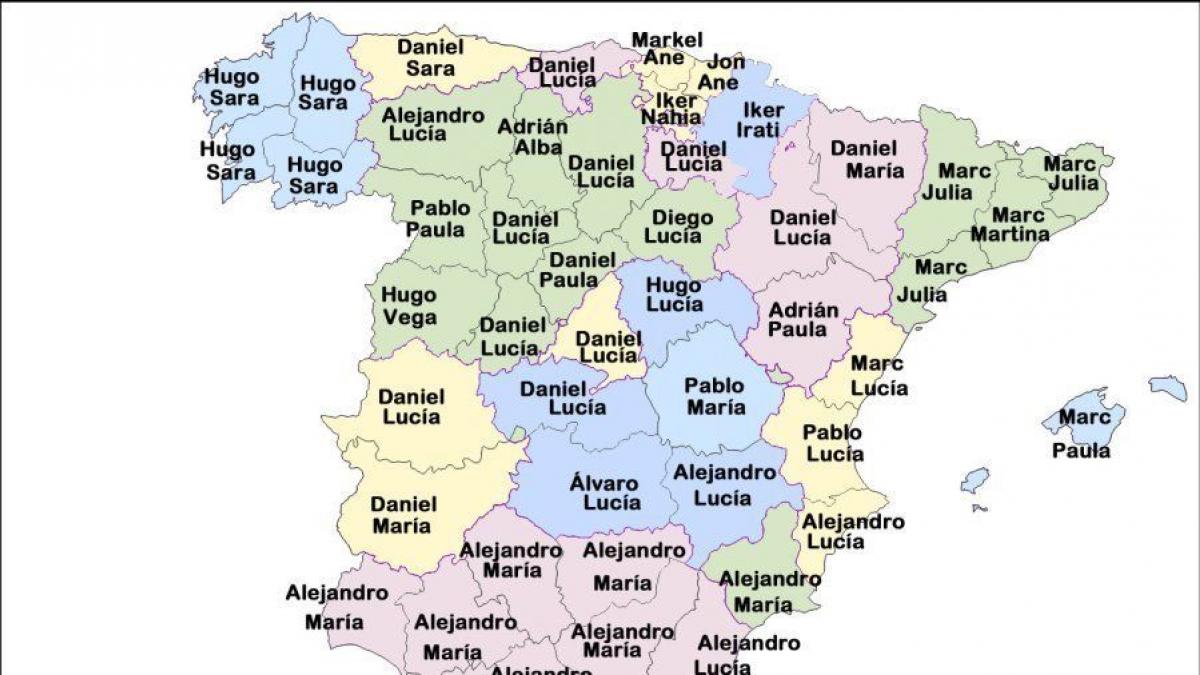 Los nombres y apellidos más frecuentes en España MAPAS