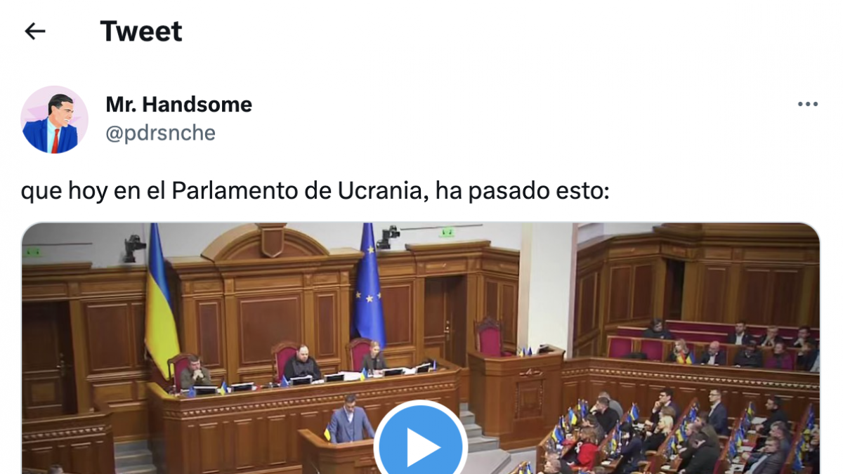 The scene of Sánchez in the Ukrainian parliament sweeps Twitter for what happens when he finishes speaking