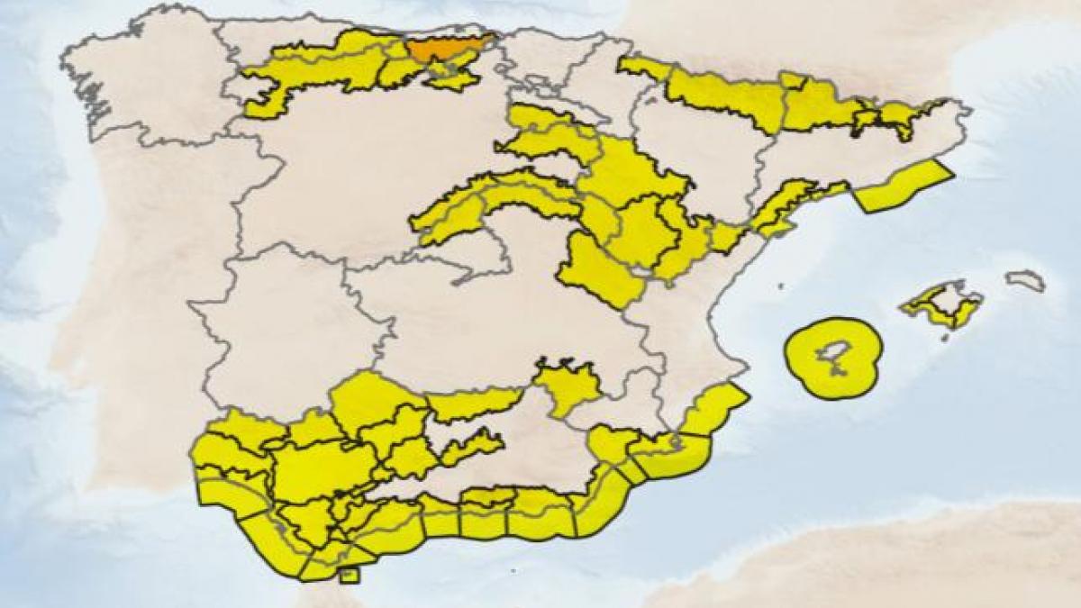La AEMET solo salva a tres CCAA de lo que viene y llena el mapa de avisos por peligro