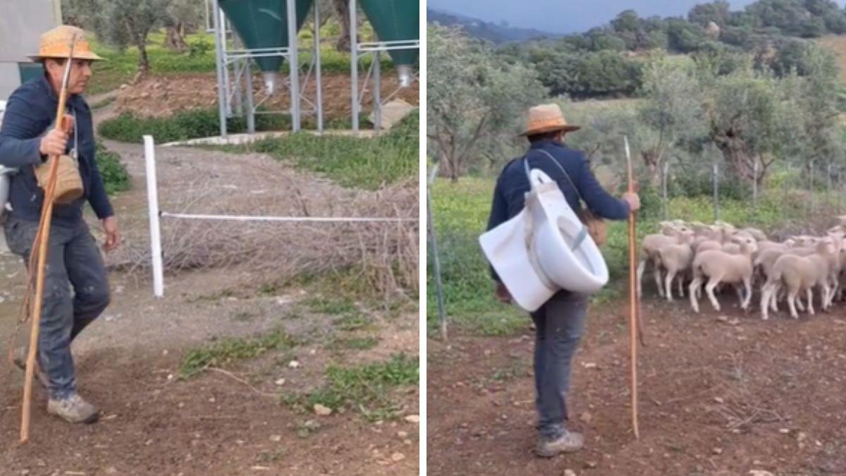 Un pastor tira de ironía para responder ante las multas que sufren los agricultores por no llevar retretes portátiles al campo