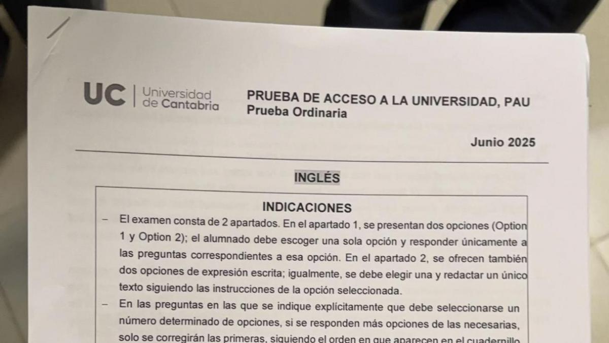 Esta pregunta del examen de Inglés en la PAU de Cantabria es de no creer:  Nos va a subir la media a todos 