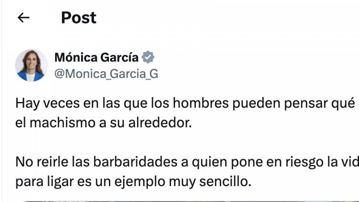 No dice su nombre pero este tuit de Mónica García va para Jordi Wild