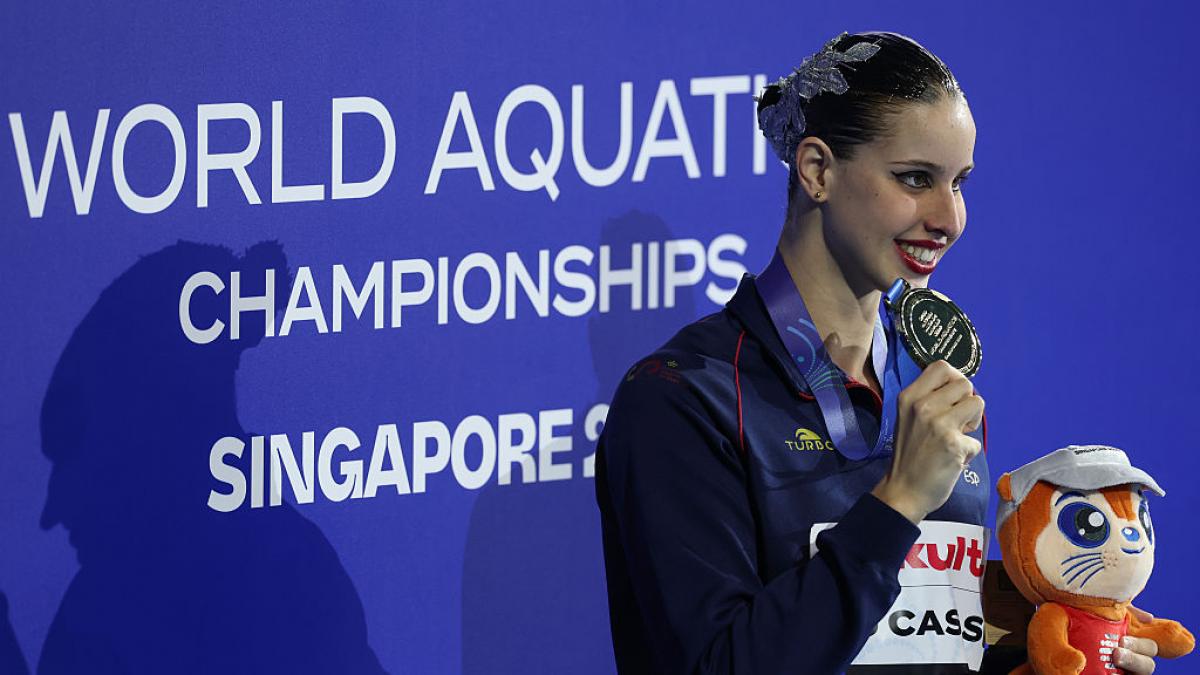 La española Iris Tió, medalla de oro en la final de solo libre de natación artística