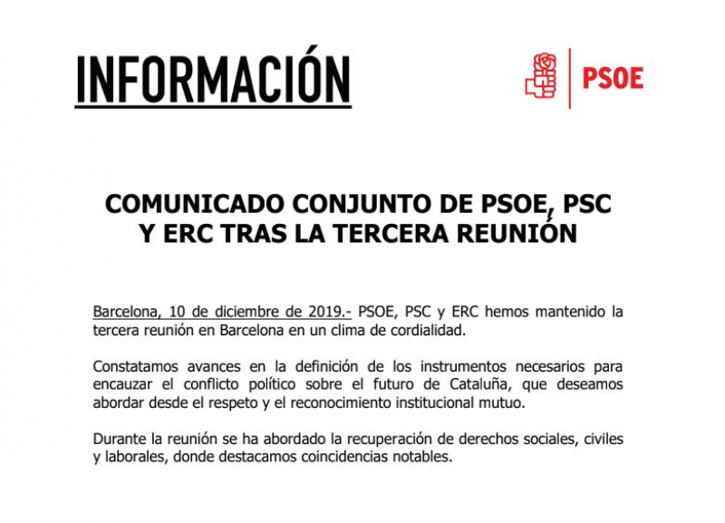 Comunicado PSOE-ERC