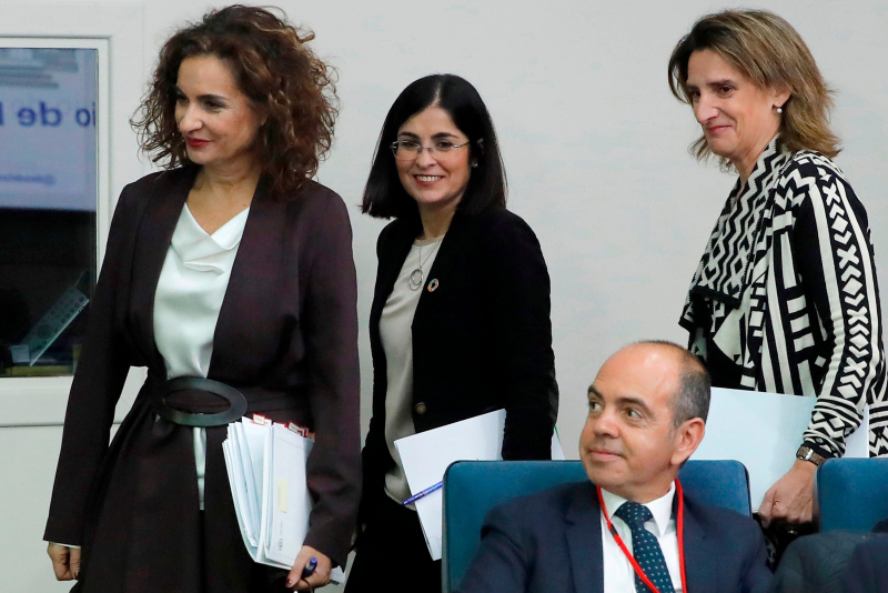 Montero, Darias y Ribera, después de la reunión del Consejo y antes de dar la rueda de prensa en La Moncloa