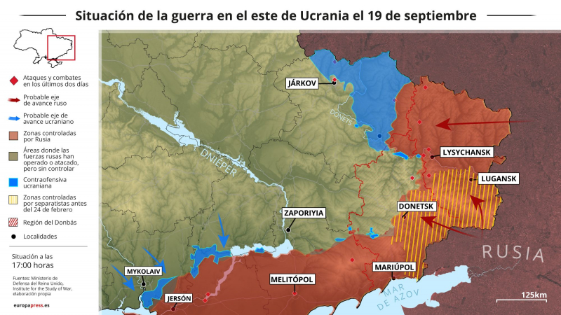 Situación actual en la invasión de Ucrania.