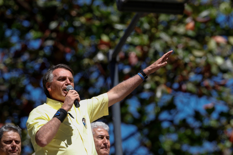 Jair Bolsonaro en un acto electoral