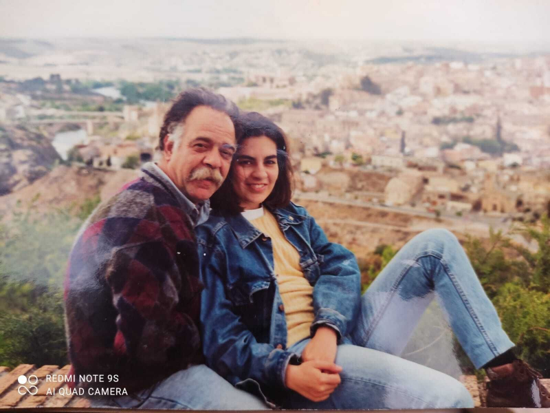 Luis Grela junto a su hija Laura en una visita a Toledo.