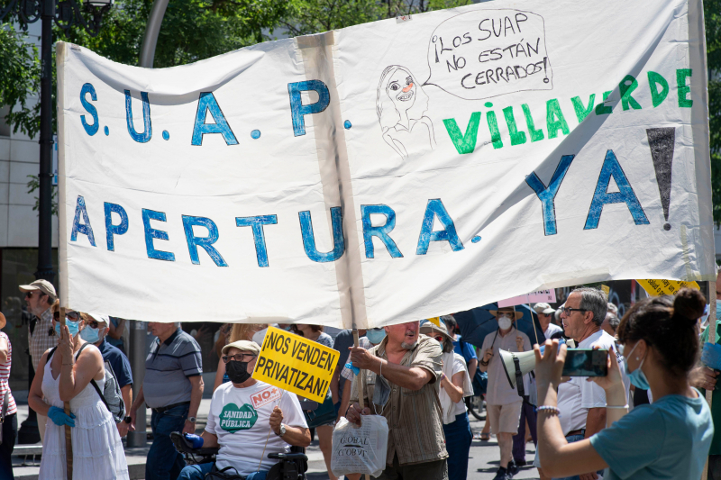 Manifestación por la apertura de los SUAP, en Madrid, julio de 2022.