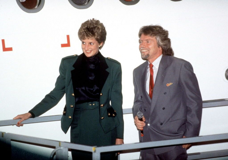 Richard Branson con la princesa Diana de la que fue muy amigo.