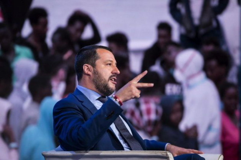El ministro italiano del Interior Matteo Salvini asiste al programa de televisión 'Porta a Porta' en Roma (Italia) este miércoles 20 de junio.