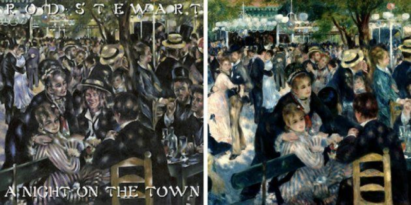 A la izquierda, 'A night on the town', de Rod Stewart (1976). A la derecha, 'Baile en el Moulin de la Galette', de Pierre-Auguste Renoir (1876).