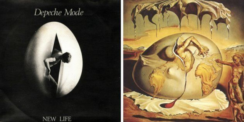 A la izquierda, 'New life', de Depeche Mode (1981). A la derecha, 'Niño geopolítico observando el nacimiento del hombre nuevo', de Salvador Dalí (1943).