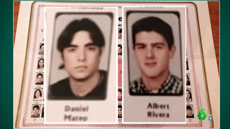 Dani Mateo y Albert Rivera en la orla del instituto.